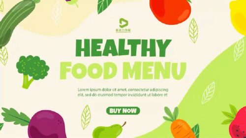 健康美味素食菜品推荐卡通风格视频制作(模板) Healthy Food Menu Recommendation Video Production (Template)