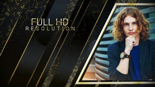 金色大气隆重人物颁奖图片展示视频制作(模板) Golden Awards Famous Slideshow intro Video Production (Template)