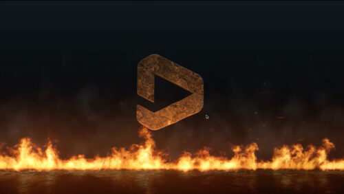 大火燃烧企业片头视频制作 (模板) Epic Fire Burning Logo Reveal Video Production (Template)